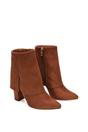 Brown XY LONDON Brown 'Ayla' Fold Over Ankle Boots Layered Point Toe Block Heel Booties, Image 6 of 6