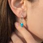Silver Raw Turquoise December Birthstone Silver Huggies, Image 2 of 4