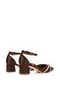 Brown XY LONDON Brown 'Sarah' Ankle Strap Pointed Toe Diamante Mid Block Heels, Image 3 of 6