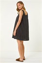 Black Textured Short A-Line Dress, Image 3 of 7