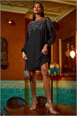 Black Sequin Mesh Neck Sequin Dress, Image 6 of 7