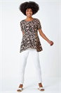 Light Pink Leaf Print Hanky Hem Tunic Top, Image 4 of 5