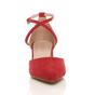 Red AJVANI Red Mid Block Heel Crossed Strap Pointed Toe 2 Part Heels, Image 6 of 6