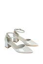 Grey XY LONDON Grey 'Evie' Low Block Heel Court Shoes With Pointed Toe, Image 6 of 6
