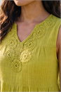 Lime Cotton Trim Detail Smock Dress, Image 4 of 4