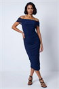 Navy  Dusk Ruched Mesh Stretch Dress, Image 2 of 6