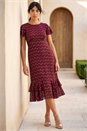 Wine Petite Foil Frill Dress, Image 2 of 4