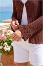Chocolate Light Ribbed Knit Cardigan, Image 4 of 4