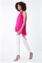 CERISE Halterneck Asymmetric Frill Detail Top, Image 2 of 5