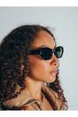 Black SVNX Black Angular Cat-Eye Sunglasses in Black, Image 6 of 7