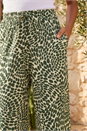 Khaki Abstract Wide Leg Trouser, Image 4 of 4