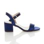 Navy Blue Mid Block Heel Buckle Strappy Sandals, Image 2 of 6