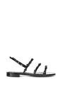 Black 'Pamela' Flat Strappy Sandals with Beaded Detail, Image 1 of 5