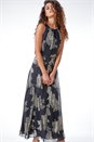 Gold Floral Foil Print Maxi Dress, Image 2 of 5