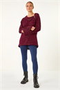Red Abstract Side Split Zip Top, Image 3 of 6