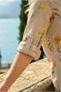 Taupe Floral Stripe Pleated Top, Image 4 of 4