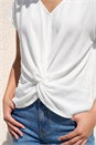 White Petite Twist Hem Top, Image 4 of 4