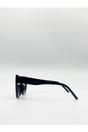 Black SVNX Black Oversized Plastic Frame Cateye Sunglasses, Image 3 of 6