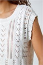 Ivory  Pointelle Cotton Blend Knitted Vest, Image 5 of 7