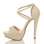 Natural High Heel Crossed Straps Platform Sandals, Image 3 of 6