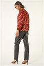 Red Blurred Satin Stripe Top, Image 4 of 5