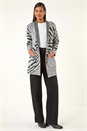 Grey Multi Animal Print Soft Knit Cardigan, Image 3 of 6