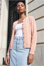 Light Pink Textured Cable Knit Cardigan, Image 1 of 4