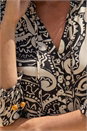 Black Petite Print Button Smock Dress, Image 4 of 4