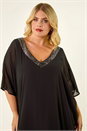 Black Curve Sequin Chiffon Overlay Dress, Image 4 of 5