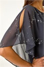 Grey Sequin Asymmetric Overlay Top, Image 5 of 5
