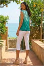 Teal Ombre Plisse Bubble Hem Top, Image 3 of 4