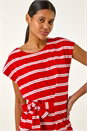 Red Stripe Tie Side Stretch Midi Dress, Image 4 of 5