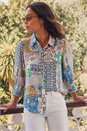 Blue Patchwork Printed Shirt, Image 2 of 4