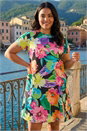 Green Curve Leaf Stretch Pocket Dress, Image 2 of 4