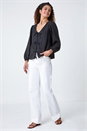 Black Tie Front Woven Top, Image 4 of 5