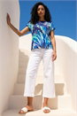 Blue Abstract Print Stretch Top, Image 2 of 4