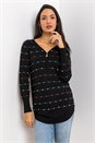 Black Bobble Knit Zip Detail V-Neck Jumper, Image 1 of 5