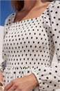 White Polka Dot Shirred Midi Dress, Image 4 of 4