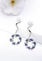 Navy Blue Dainty Dark Blue Swirl Drop Earrings, Image 2 of 5
