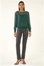 Forest  Plisse Shimmer Shirred Hem Top, Image 2 of 5