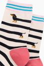 Cream Sock Talk Cream Winding Sausage Dogs Funny Bamboo Socks, Image 2 of 4