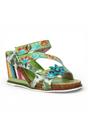 Green Womens Leather Wedge Sandals - Balade 32, Image 2 of 7