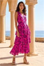 Pink Dusk Leopard Print Tiered Midi Dress, Image 1 of 4