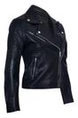 Black Womens Leather Retro Biker Jacket-Madely, Image 2 of 4