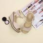 Natural AJVANI Natural High Wedge Heels Ankle Strap Cork Sandals, Image 4 of 6