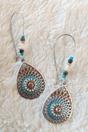 Blue Long Mandala Floral Enamel Triangle Boho Drop Danglers, Image 4 of 4