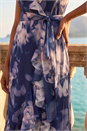 Navy  Petite Floral Print Frill Midi Dress, Image 4 of 4