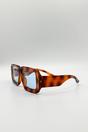 Brown Oversized Square Frame Sunglasses In Brown Stripe, Image 3 of 4