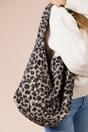 Beige Leopard Borg Hobo Bag In Beige, Image 3 of 4
