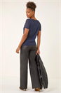 Navy Embellished Cowl Neck Top, Image 3 of 5